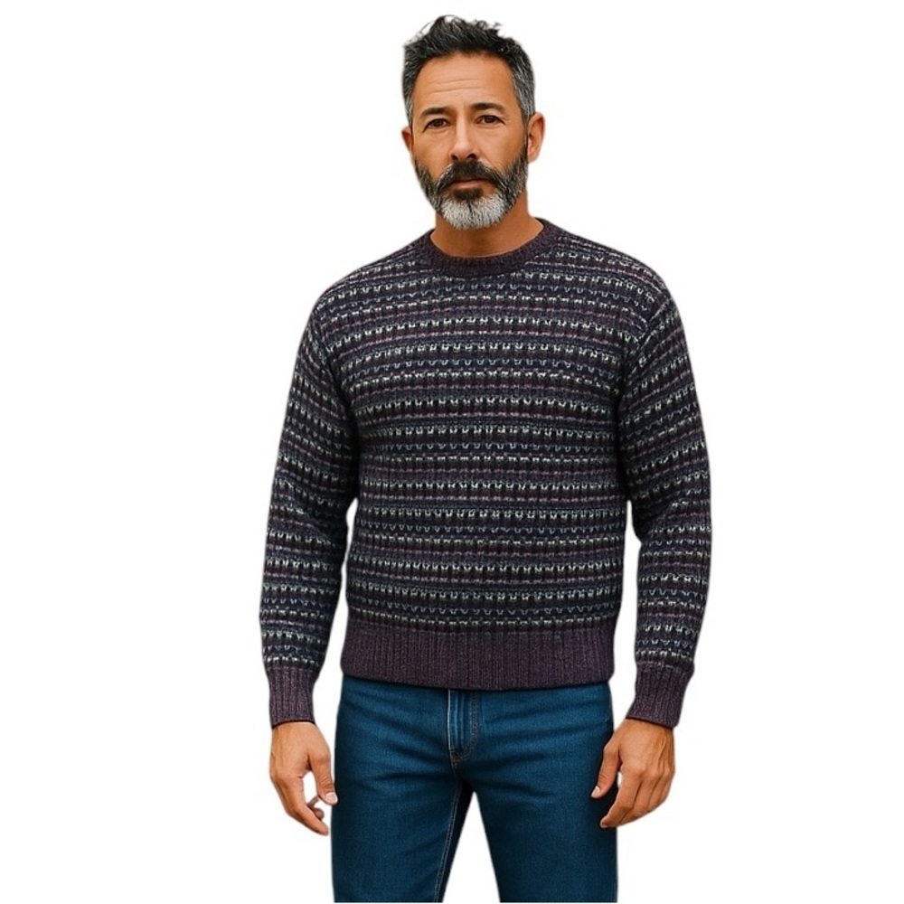 Knights Bridge Small Wool Crewneck Sweater Made In Scotland Unisex Cabincore